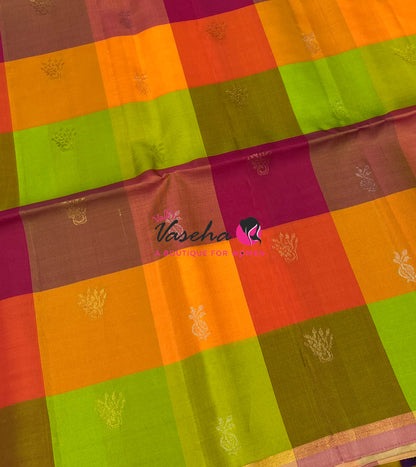 Pure Soft Silk Saree  - Pazhum Pazhamum Checks - VVPSS092