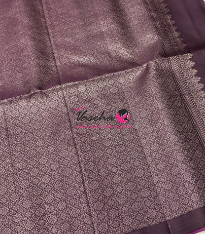 Pure Soft Silk Saree - Pink & Wine Brown Shade - VVPSS055