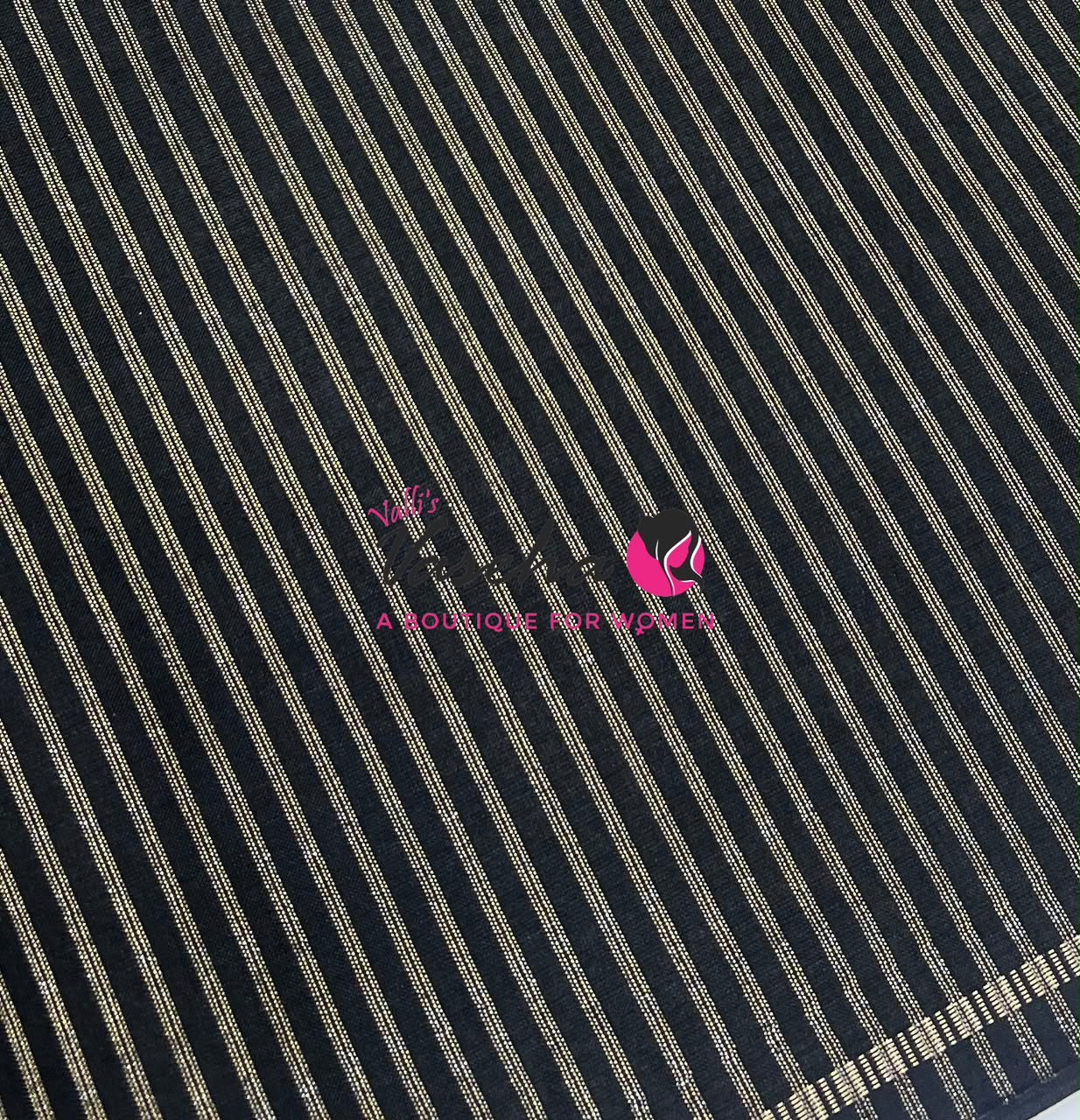 Semi Matka Tussar Silk Saree | Double Blouse | Black Shade |VVSTS052