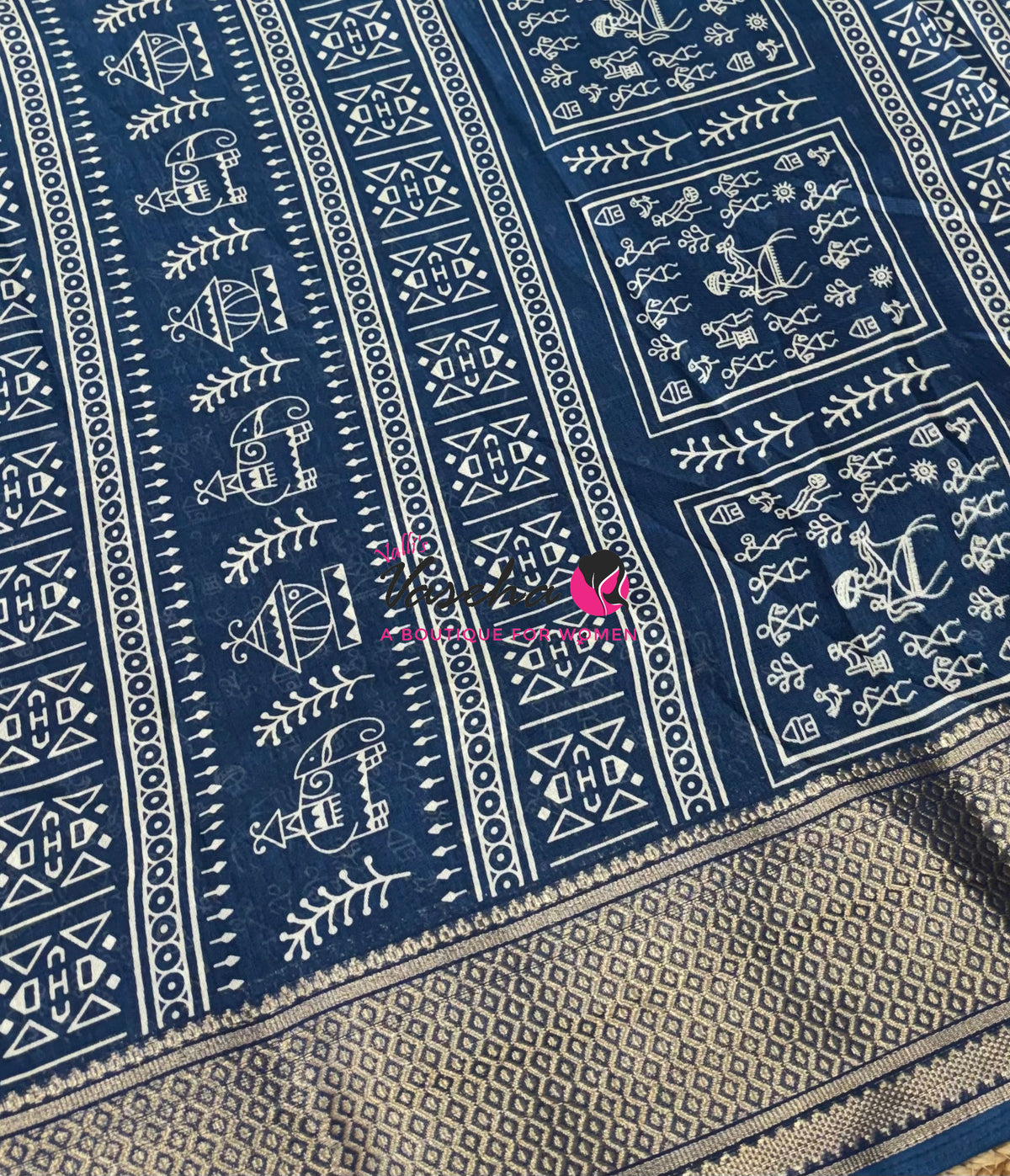 Semi Binny Silk - Varli Design - Ramar Blue Shade  - VVSBS010