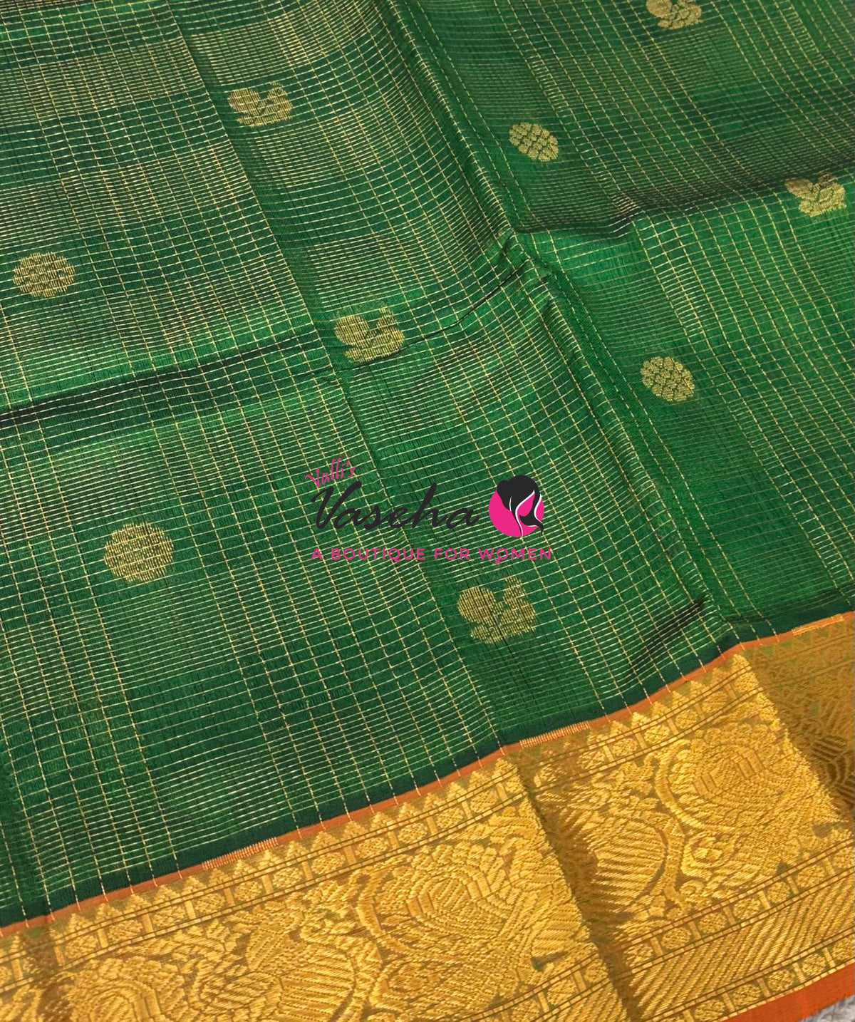 Pure Silk Cotton Saree - Vairavoosi Checks - Mayil & Chakkaram - VVMCV001