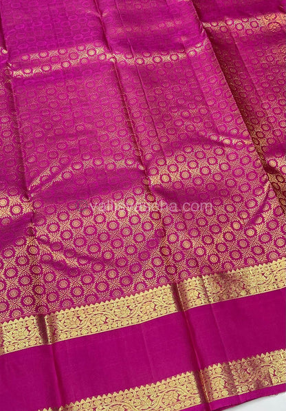 Pure Kanchipuram Silk Saree - Lovely Yellow and Pink - Retta Petta Border - VVPS008