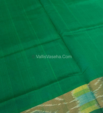 Semi Silk Cotton Saree - Blue & Green - VVSSC001