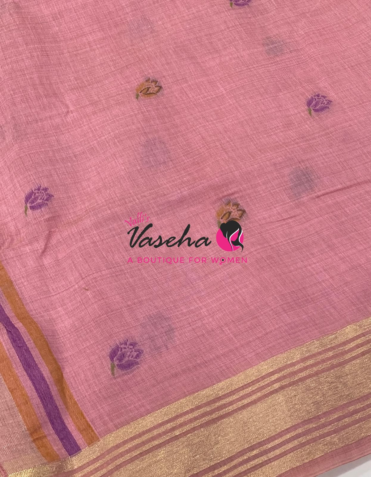 Muga Tissue Linen Saree - Pink  Shade - VVMLT001