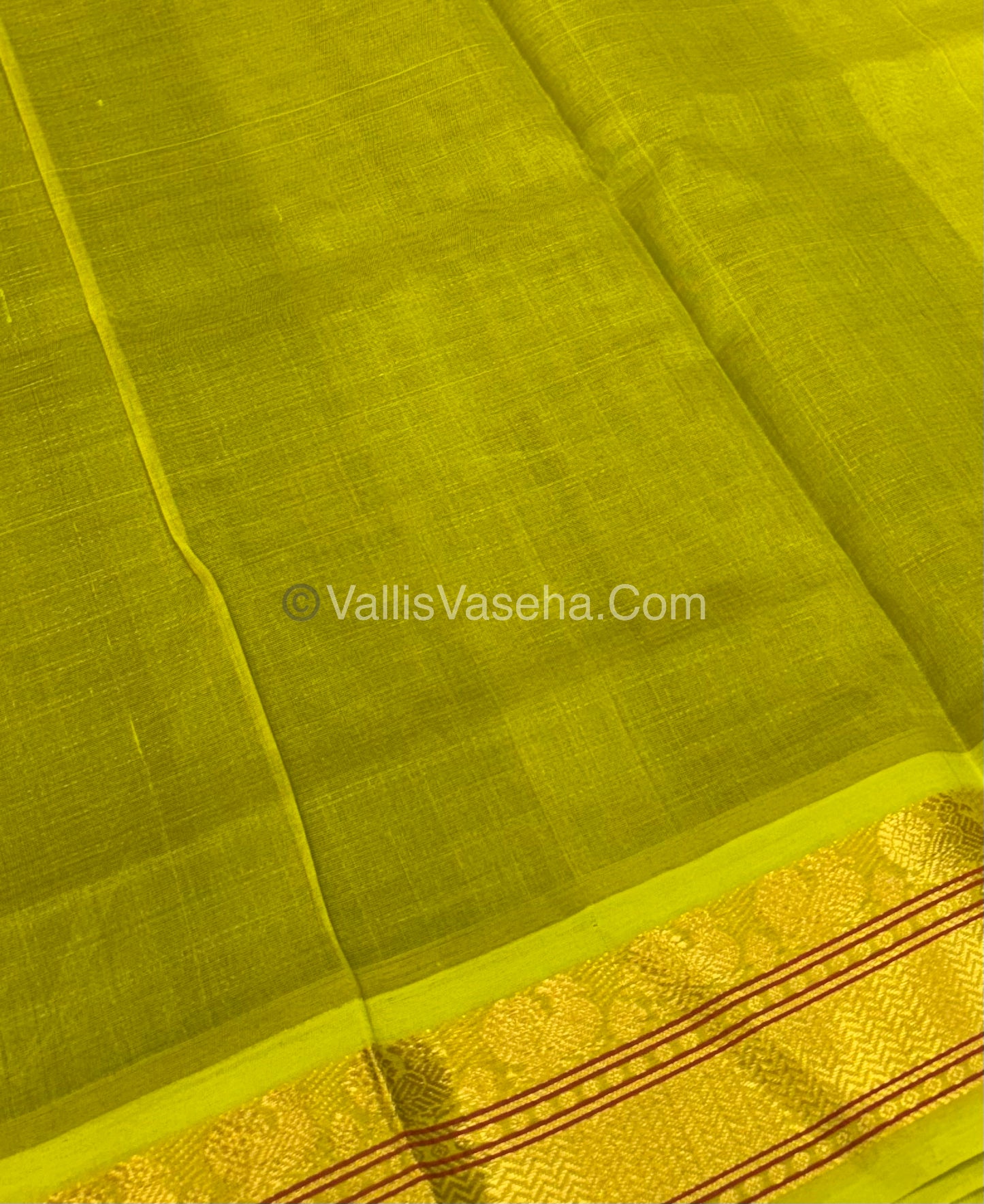 Pure Korvai Silk Cotton - Blue & Lemon Yellow Combo - VVKSC010