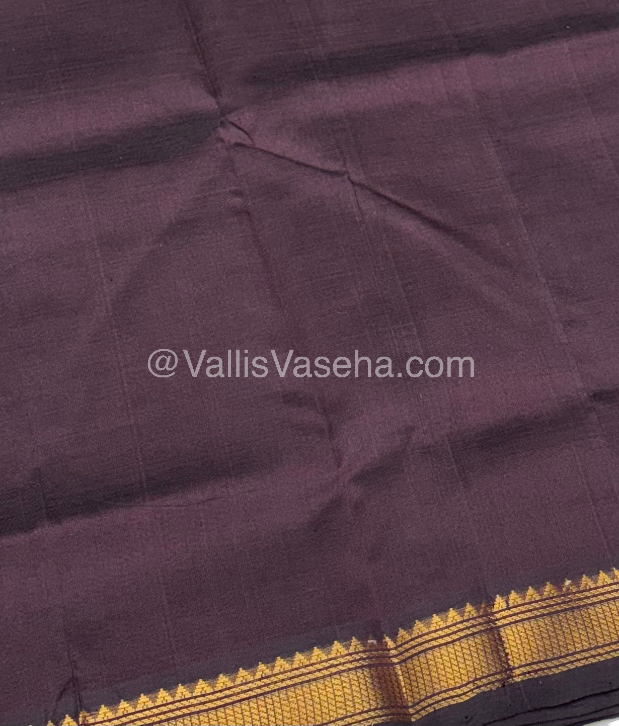 Pure Silk Cotton Saree -  Mayil & Elephant Design - Dark Brown - VVMES001