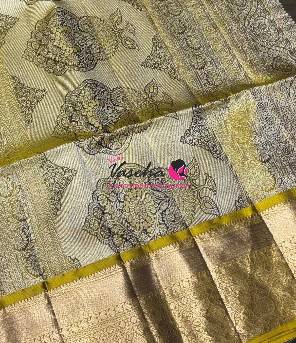 Half Mix - Pure Soft Silk Saree - Vairavoosi Design - Purple & Lemon Green - VVPSS147