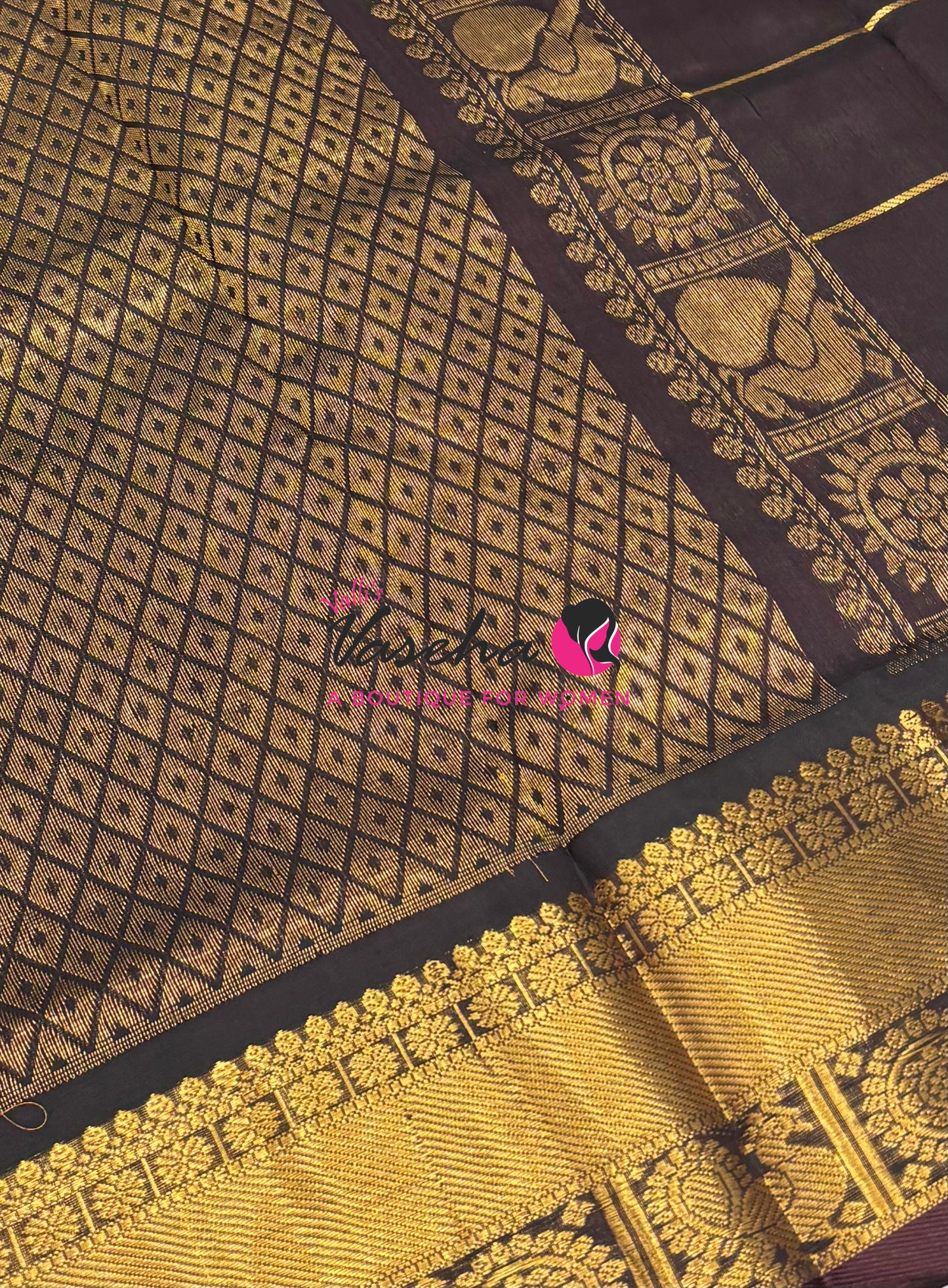 Pure Silk Cotton Saree - Mayil & Chakkaram Design - Orange With Brown  Shade - VVMC001