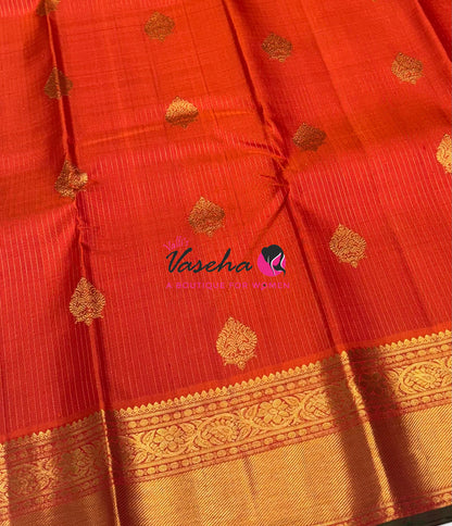 Pure Kanchipuram Silk Saree - Vairavoosi Design  - Orange Shade - VVPS059