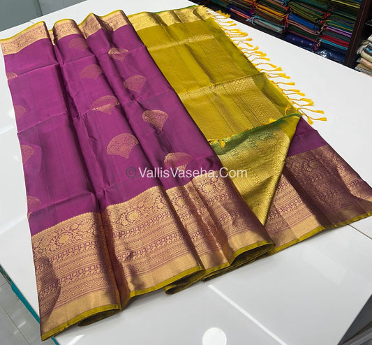 Pure Soft Silk Saree - Dark Onion Pink & Mustard Combo - VVPSS048