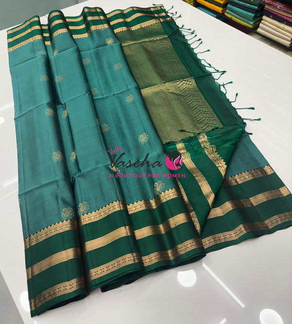 Half Mixed  Soft Silk Saree - Light Ramar Blue & Green - VVPSS077