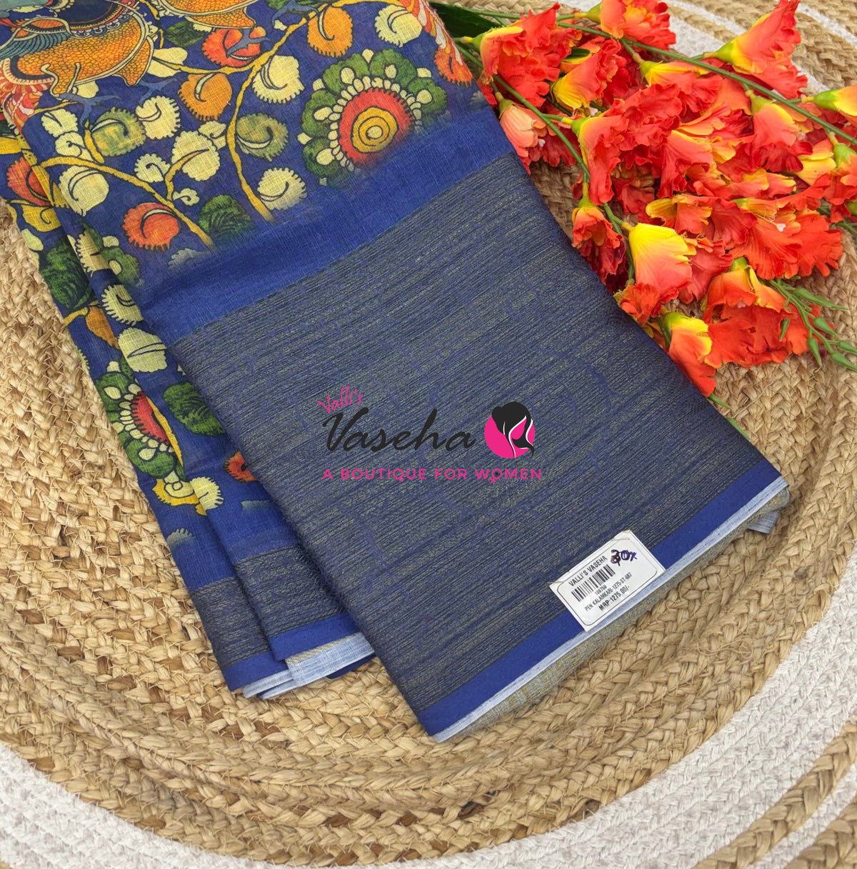 30% less - Offer Saree - Kalamkari Linen Saree - VVDS008