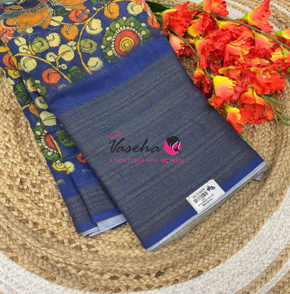 30% less - Offer Saree - Kalamkari Linen Saree - VVDS008