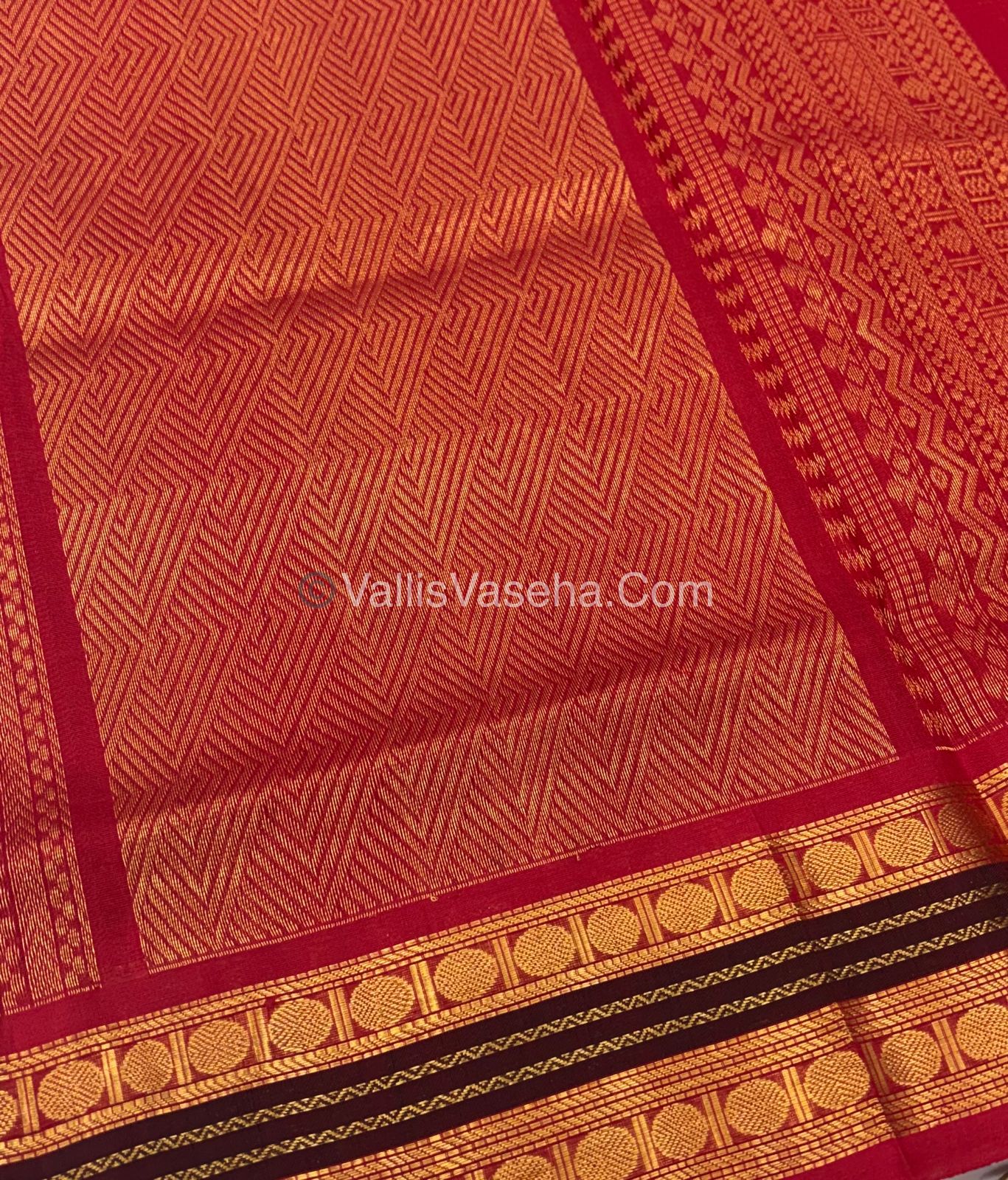 Pure Korvai Silk Cotton Saree - Blue with Red - VVKSC004