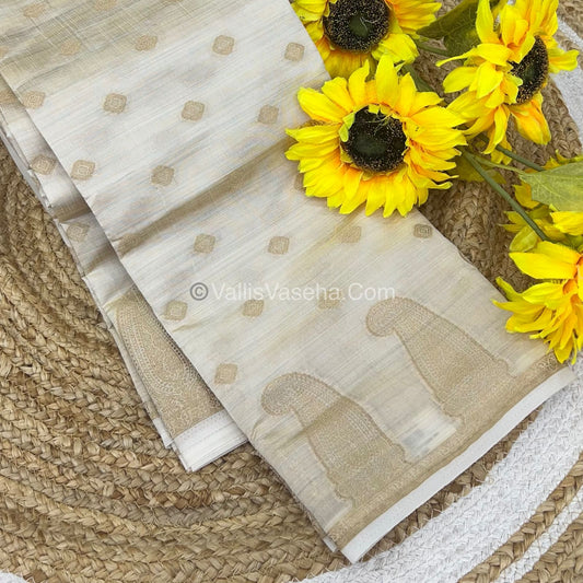 Semi Tussar Silk Saree - Cream shade - VVSTS010