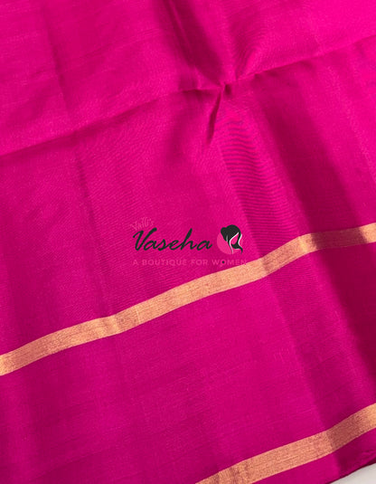 Pure Soft Silk Saree  - Peacock Blue & Pink Combo - VVPSS138