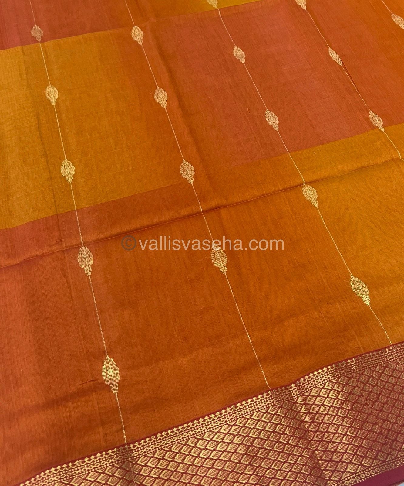 Pure Maheshwari Silk Cotton Saree -  Double Tone Orange Color - VVMSC005