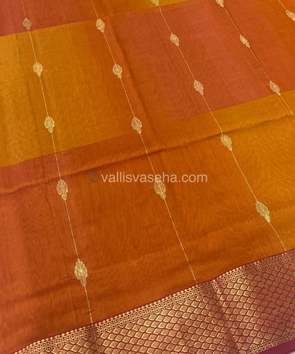 Pure Maheshwari Silk Cotton Saree -  Double Tone Orange Color - VVMSC005