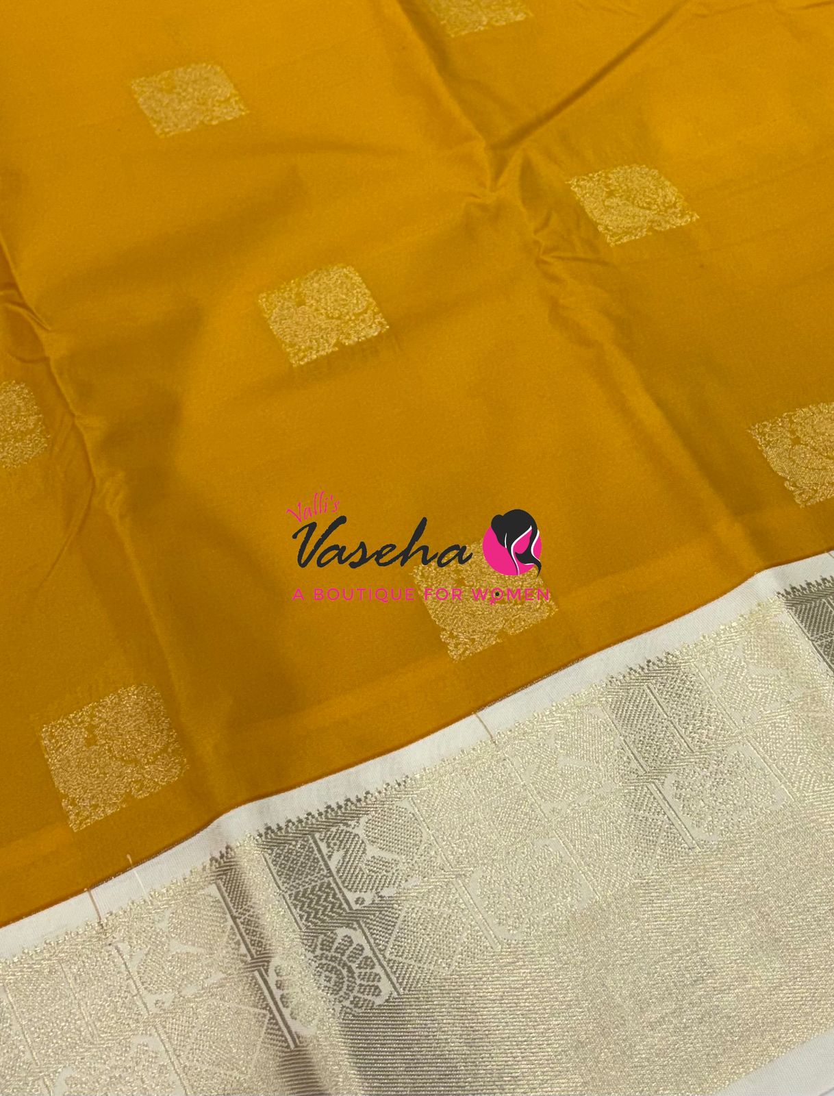 Semi Kanchi Silk  - Yellow & Cream - VVSKS007