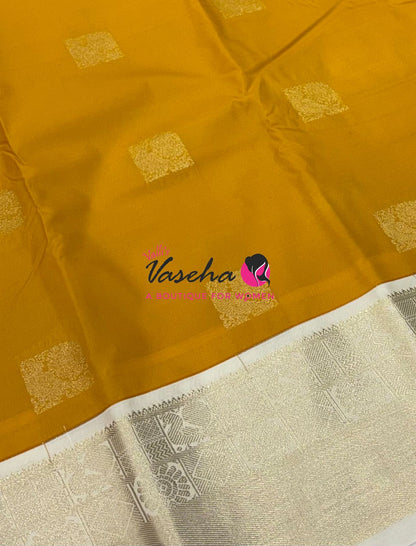 Semi Kanchi Silk  - Yellow & Cream - VVSKS007