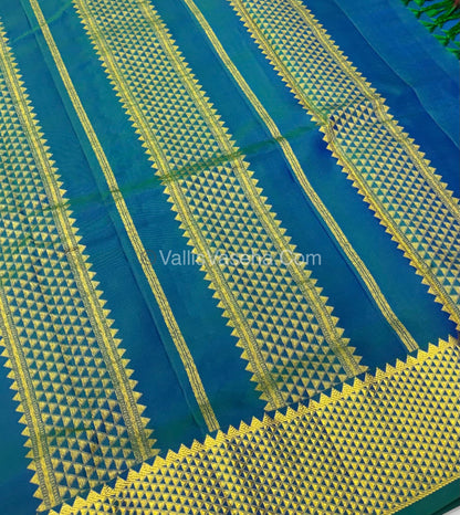 10 yards - Pure Silk - Peacock Blue Shade  - VVTYPS01