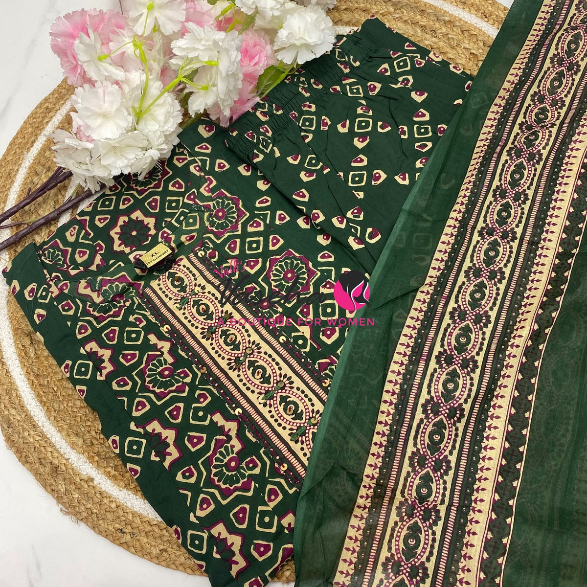 Ready Made | Semi Anarkali Set  (3pc)|Cotton |VVRMS035