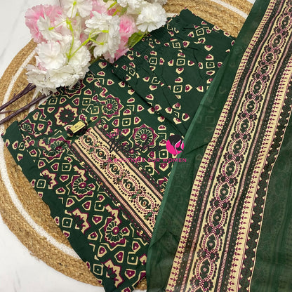 Ready Made | Semi Anarkali Set  (3pc)|Cotton |VVRMS035