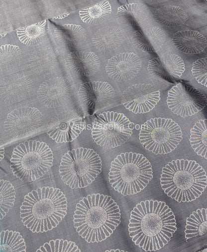 Pure Soft Silk Saree - Dupion Weaving - Blue & Grey Shade - VVPSS065