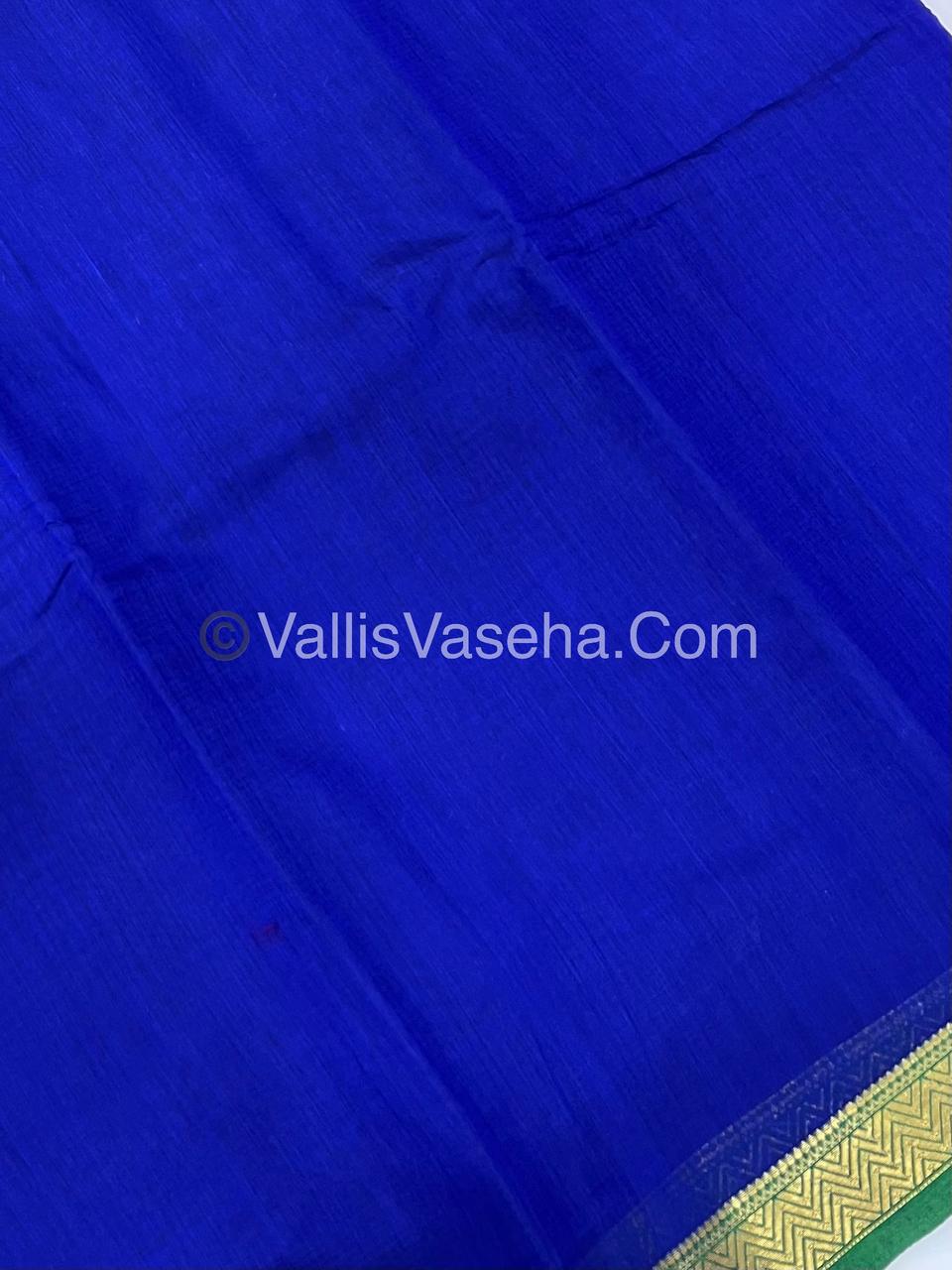 Fancy Mixed Cotton - Royal Blue With Green Shade - VVFMC005