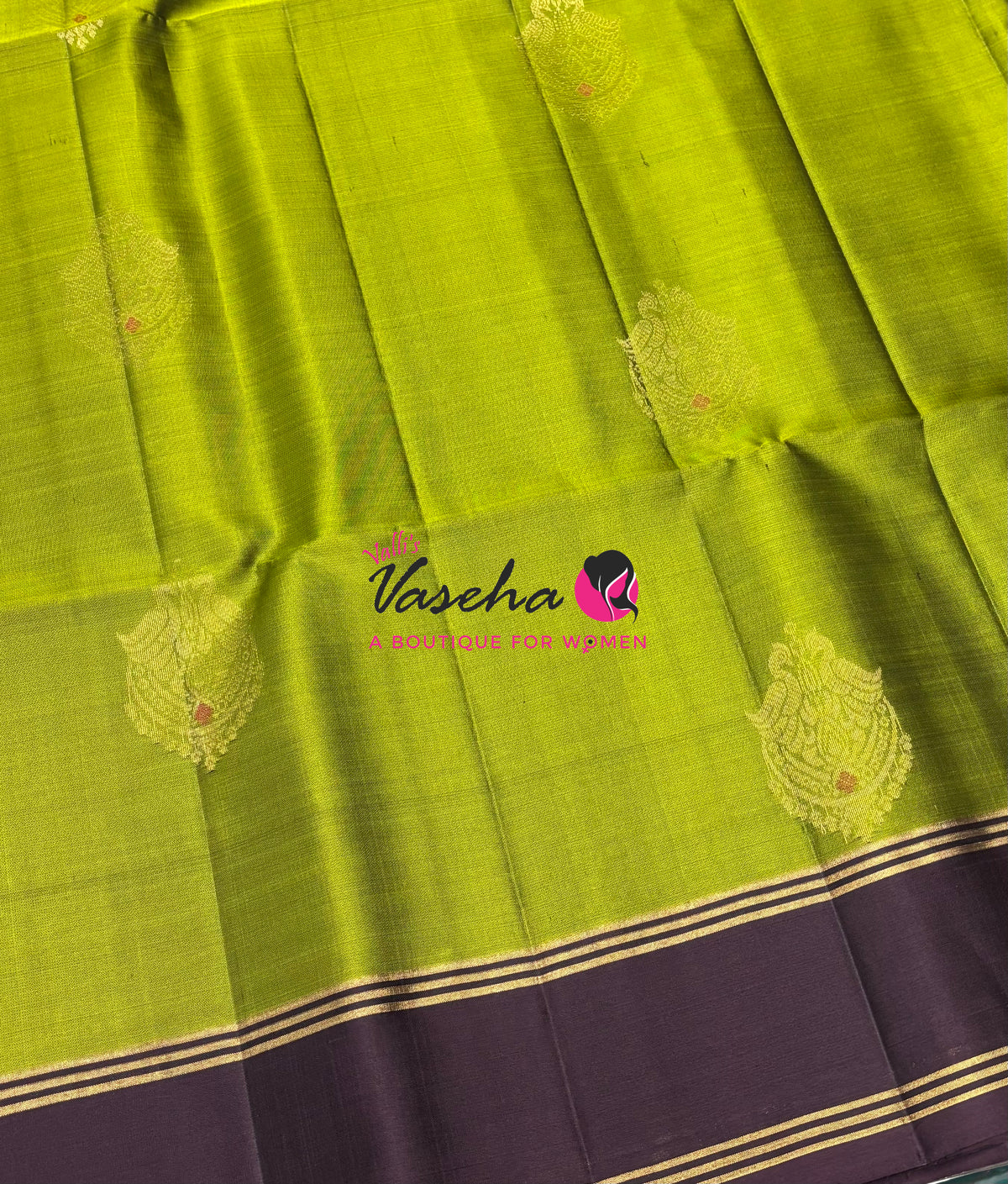 Pure Soft Silk Saree  - Green & Wine Brown Combo - VVPSS137