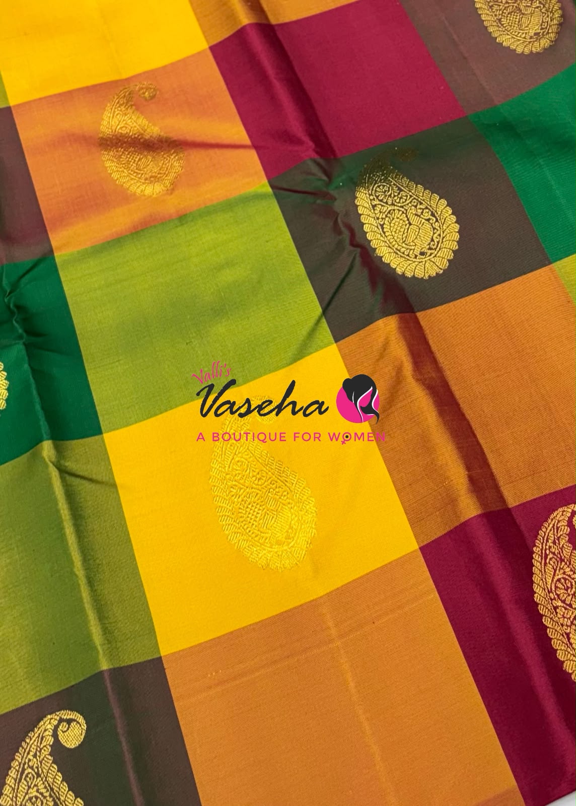 Pure Kanchipuram Silk Saree - Pazhum Pazhamum Checks - VVPS017