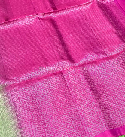 Pure Soft Silk Saree - Border Less  - Green & Pink Shade - VVPSS055