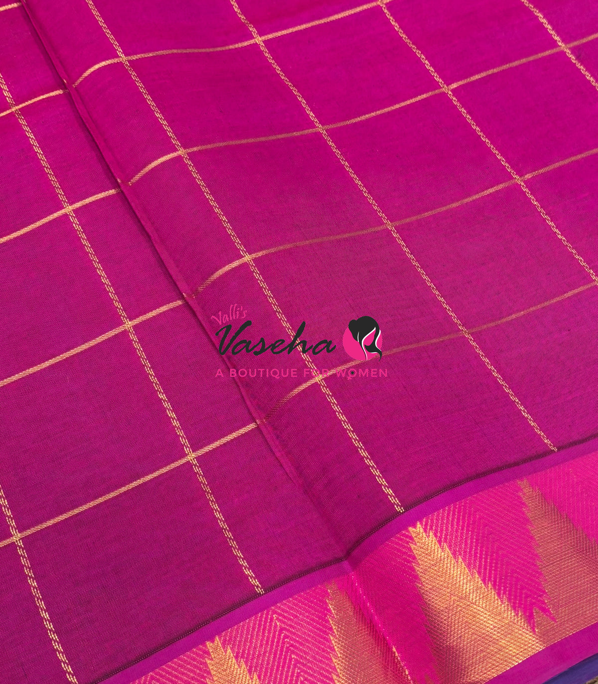 Semi Silk Cotton Saree - Checked Pattern with Butta  - VVSSC013