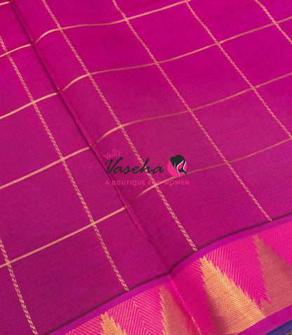 Semi Silk Cotton Saree - Checked Pattern with Butta  - VVSSC013