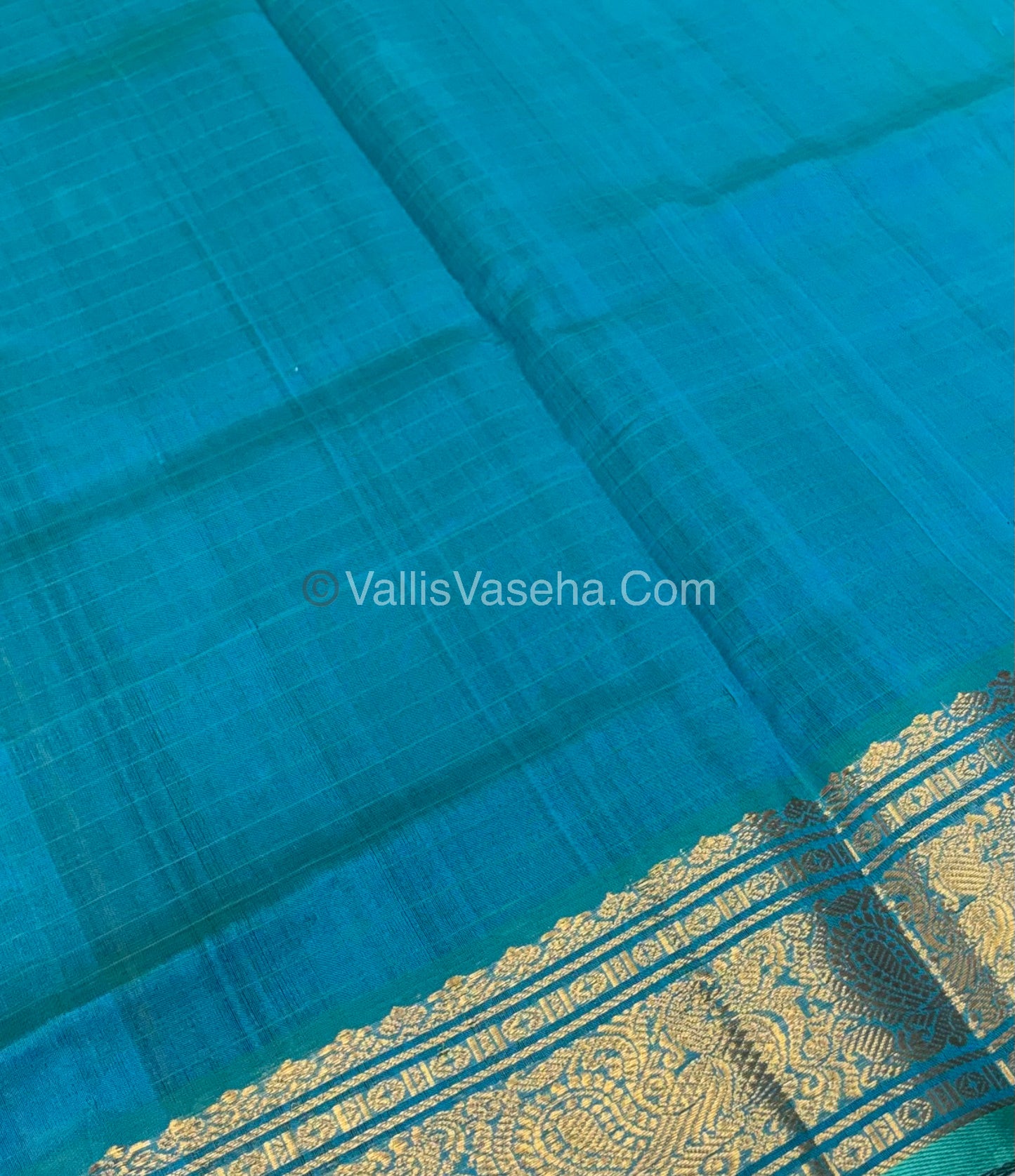 Pure Silk Cotton Saree - Blue With Blue Shade - Lakshadeepam Design - VVPLD001