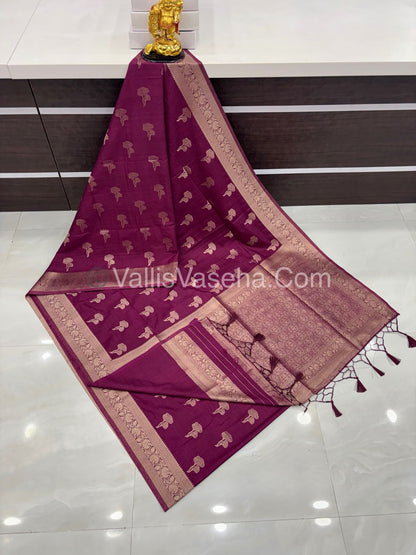 Banarasi - Heritage Silk - Semi Kathan Silk -  Wine Shade - VVBHS010