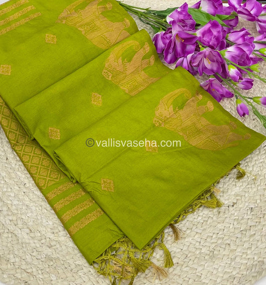 Mulberry Semi Silk - Lemon/ Light Mehandhi Green Shade - VVMSS001