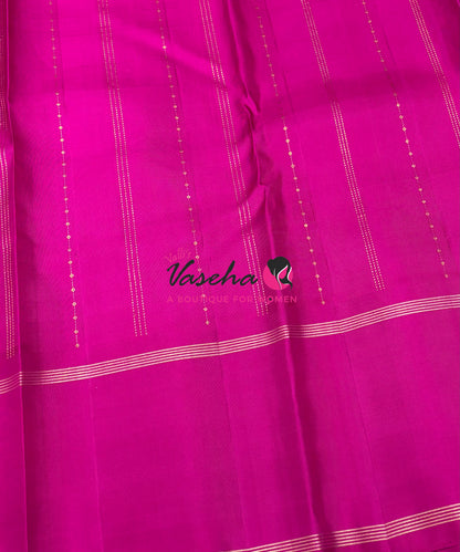 Pure Kanchipuram Silk Saree - Vairavoosi Design  - Peachish Pink & Pink Combo - VVPS014