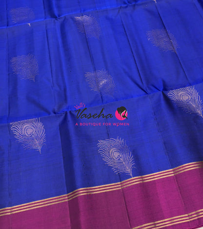 Pure Soft Silk Saree  - Blue & Purplish Pink Combo - VVPSS145