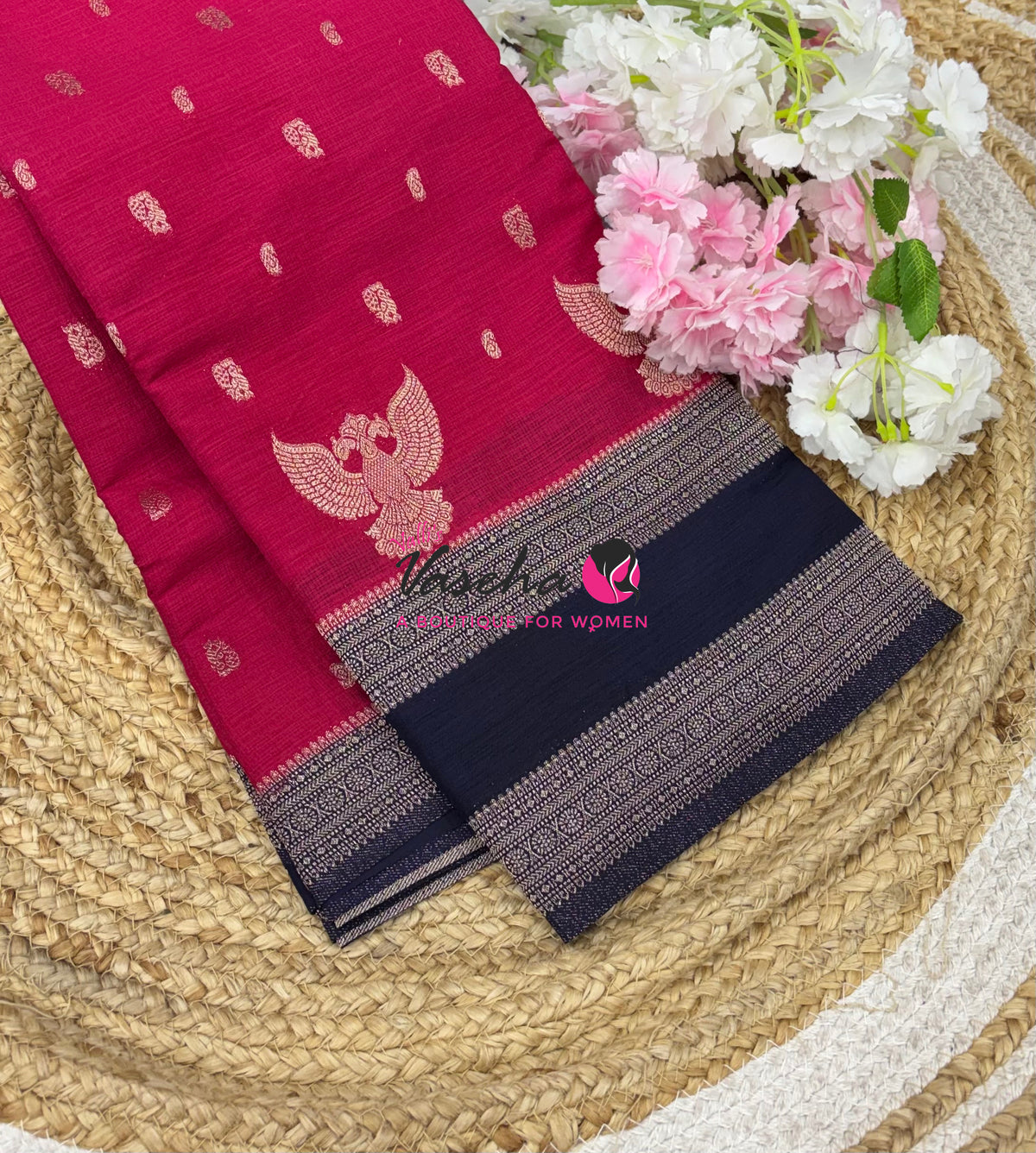 Banarasi - Heritage Silk - Pink With Blue - VVBHS015