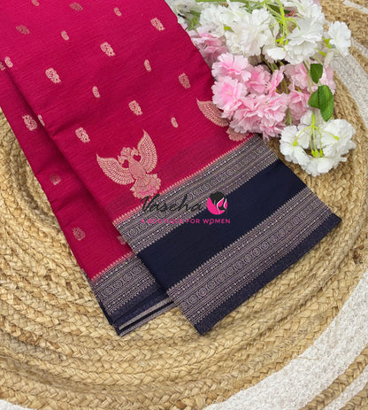 Banarasi - Heritage Silk - Pink With Blue - VVBHS015