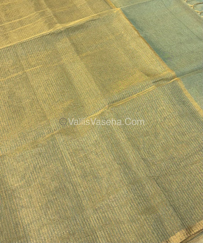 Pure Maheshwari Tissue Silk - Triple Tone Light Greyish Gold  & Gold Shade - VVMTS001