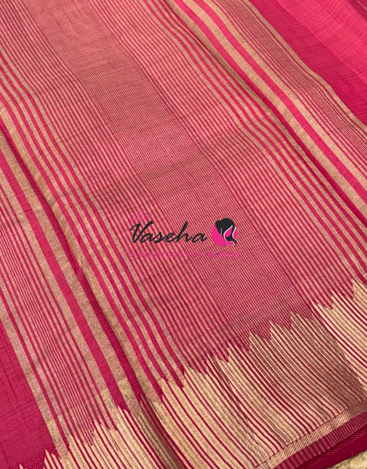Semi Tussar Silk Saree | Pinkish Red  Shade |VVSTS051