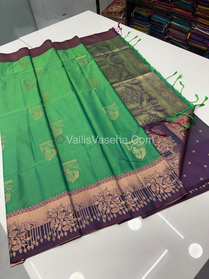 Semi Soft Silk - Green  With Purple Shade -VVSSS030 - 1