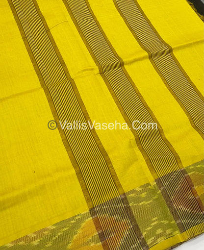 Semi Silk Cotton Saree -  Wine & Yellow- VVSSC001