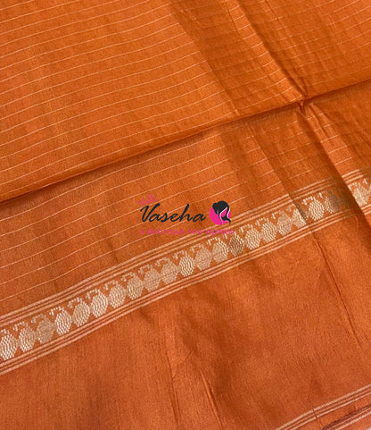Bhagalpuri Silk | Green With Orange Pink Combo | VVBS011