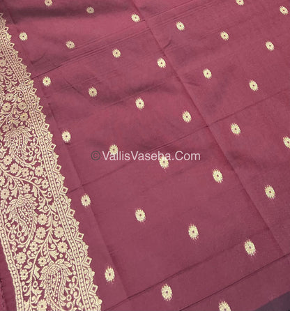 Semi Soft Silk - Tree With Double Birds Butta Border - Maroon Shade -VVSSS011