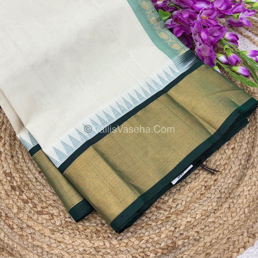 Pure Korvai Silk Cotton Saree - Temple border - VVKSC001