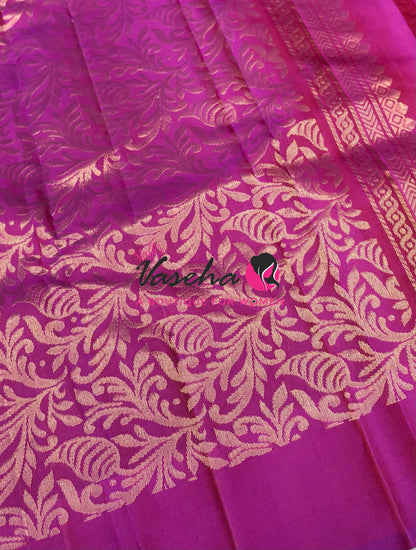 Half Mixed  Soft Silk Saree - Peach & Purple  - VVPSS073
