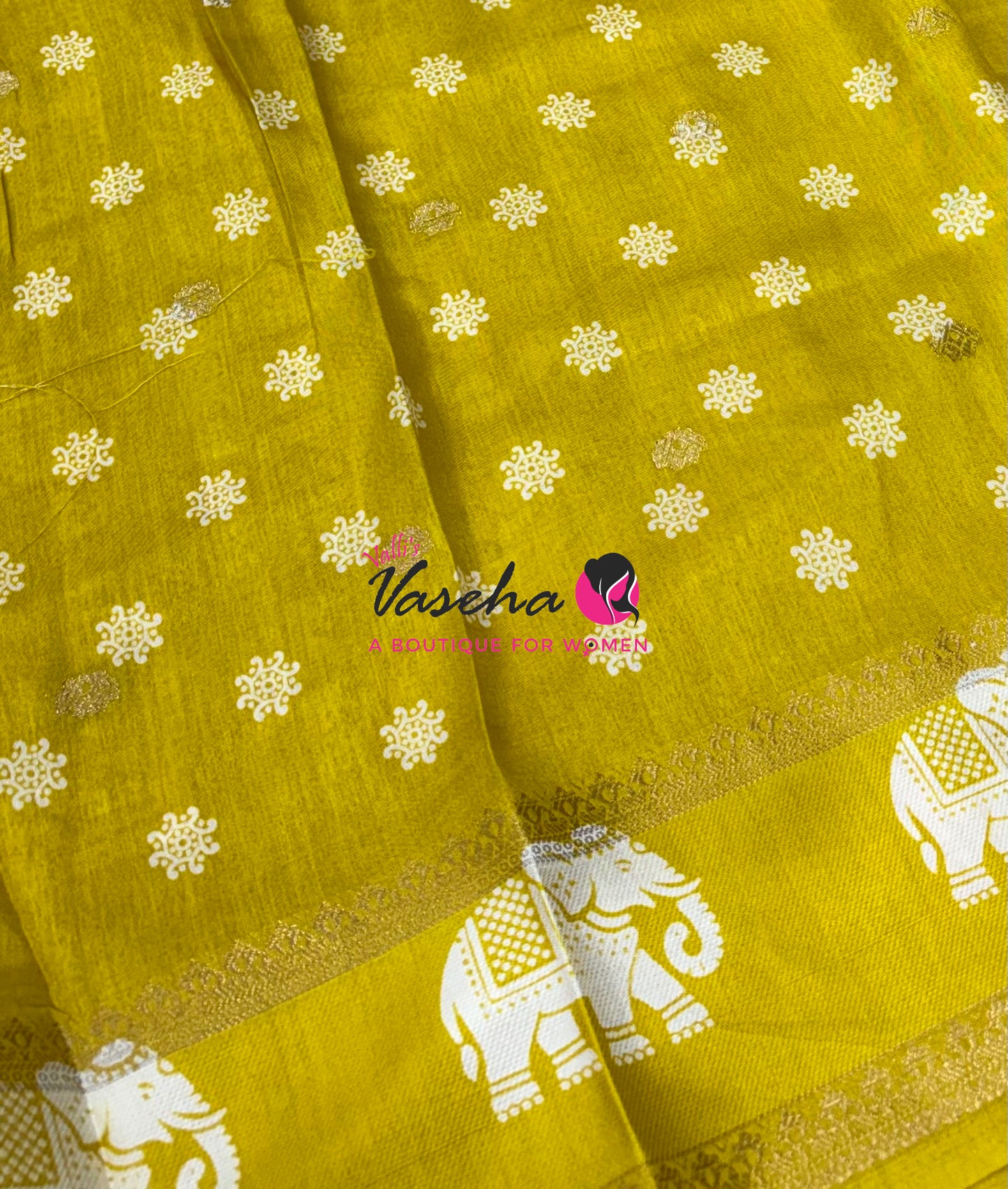 Casual Wear Sarees - Semi Binny / Semi Dola Silk - Lemon Yellow Shade - VVSDS007